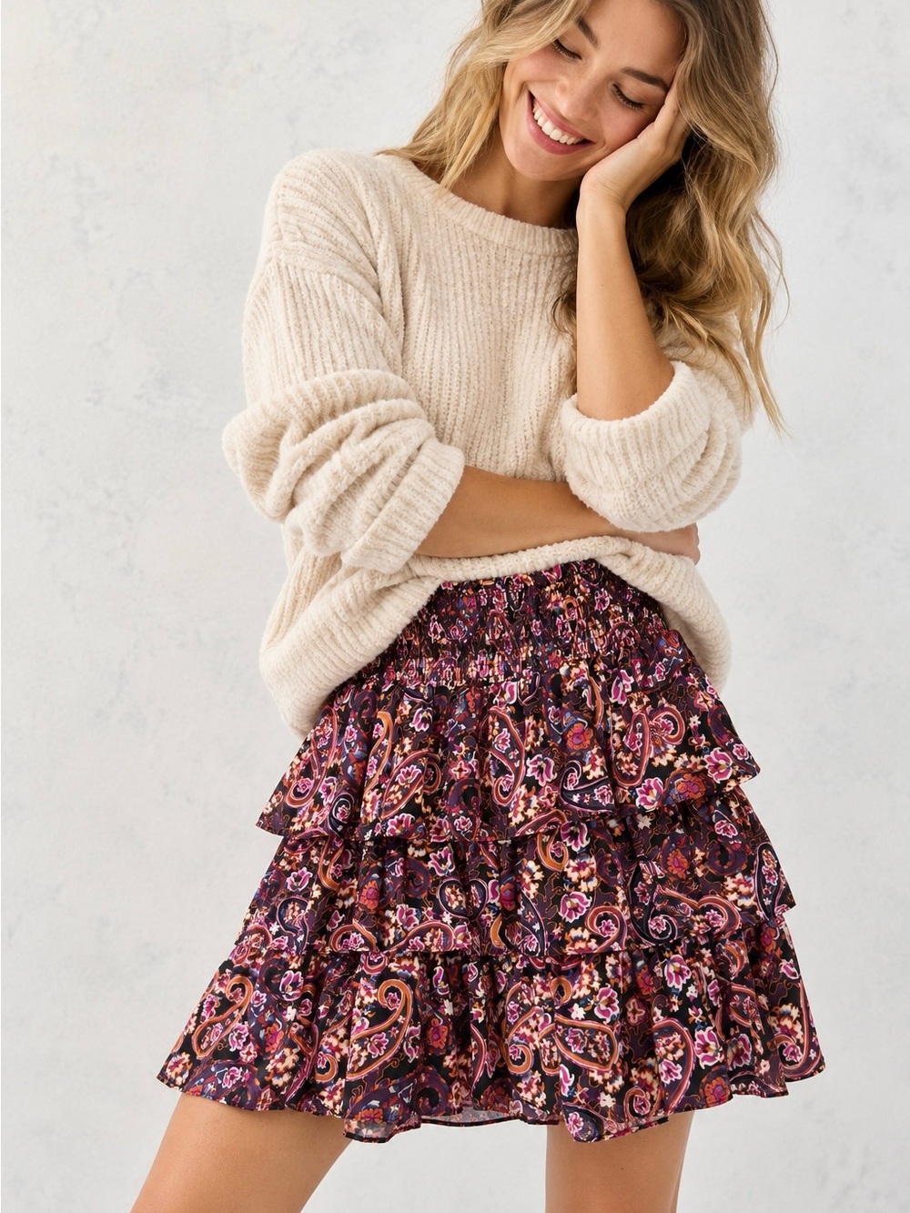 Anthropologie Myla Tiered Mini Skirt